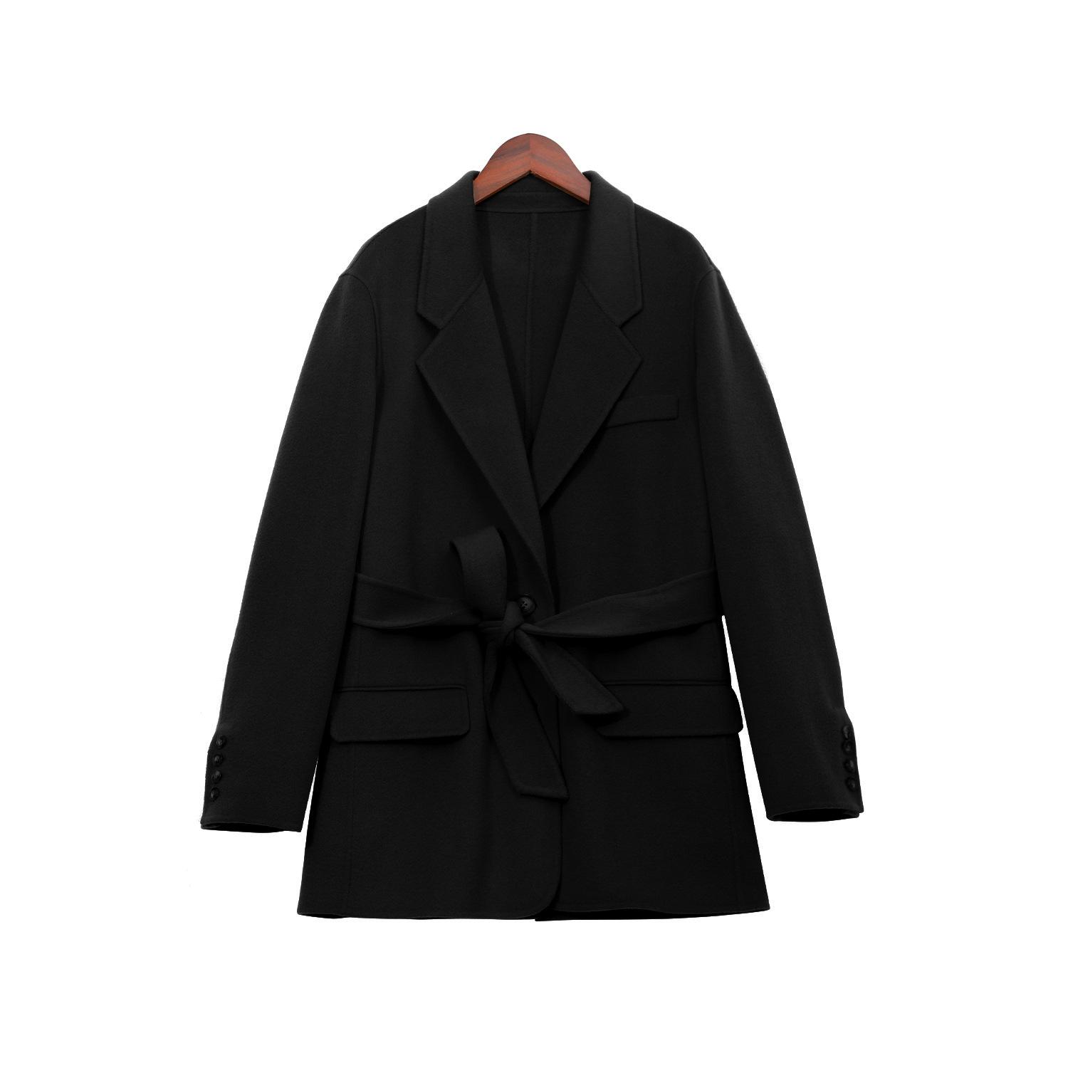 

Autumn and winter suit coat temperament dry chain double-sided woolen pure wool short small woolen coat women S чорний