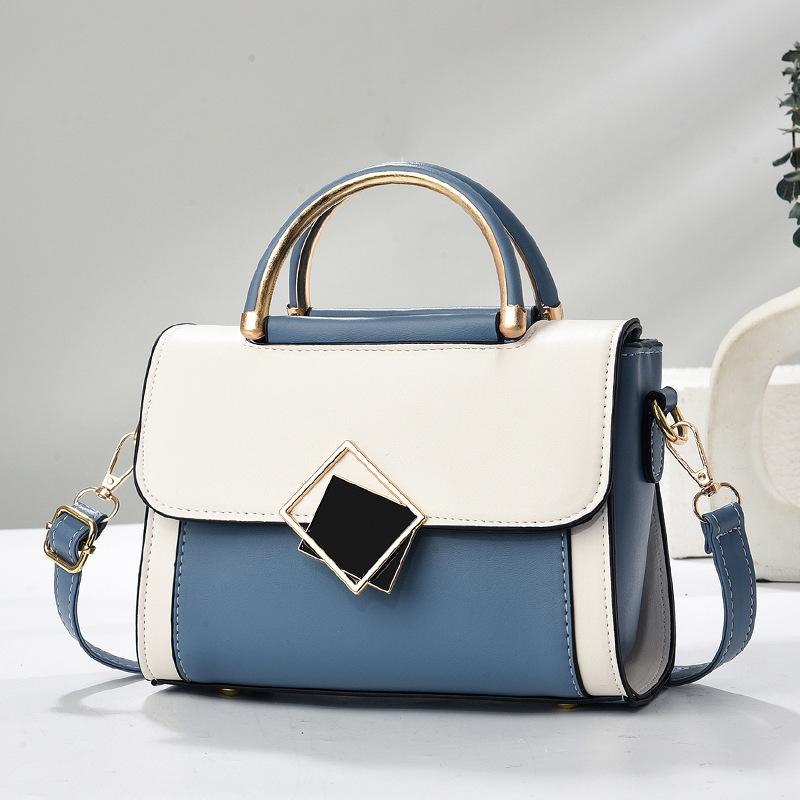 

Женская маленькая квадратная ПУ сумка с цветными блоками - Модная сумка кроссбоди и на плечо 2025 синий