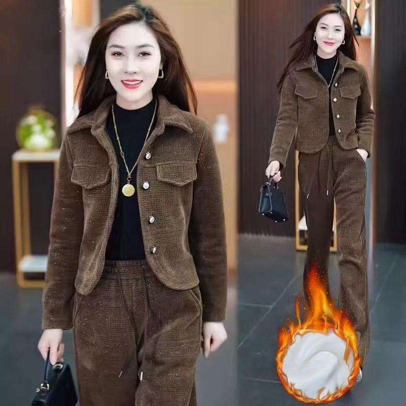 

Женский осенний профессиональный модный спортивный костюм - повседневный комплект из 2 предметов L кофейный