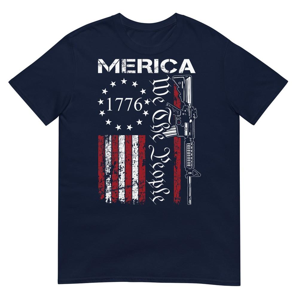 Merica Ar15 We The People Usa Flag 4th Of July Funny Gun Tshirt S