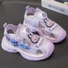 Summer Girls Closed Toe Beach Sandals Cartoon Soft Sole Fashion Button Shoes for Big Kids Cute Casual Footwear