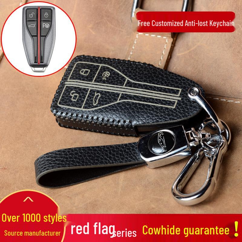 Cowhide Key Protector for Hongqi HS5/H7/EQM5/HS7/H9 Remote Keys.
