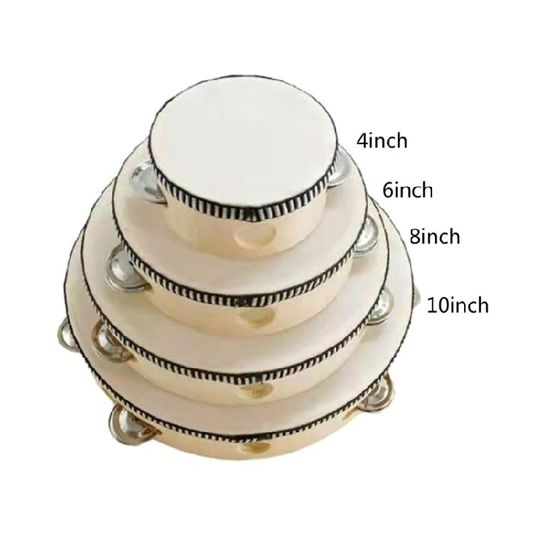 Single Row Jingles Handheld Tambourine Wooden Tambourine Drum for Adults