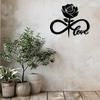 Iron Wall Art Black Rose Infinite Symbol Romantic Home Decor Gift for Wedding Anniversary Mother Day Modern Living Room Bedroom Decor