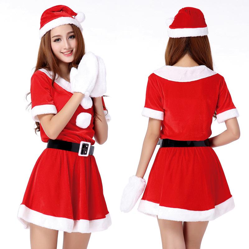 Festive Lingerie Set: Christmas Costume with Nightgown & Gloves