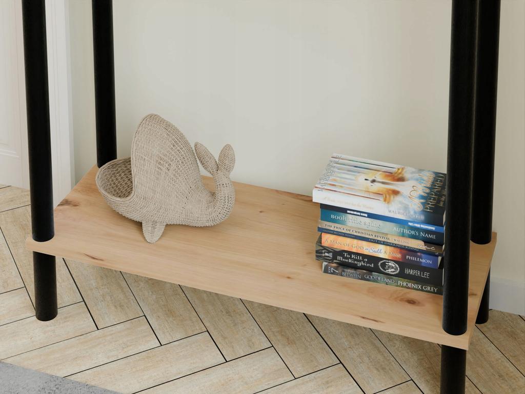 Loft Console Table with Shelf 80x30x80 Cm Metal Black for Hallway