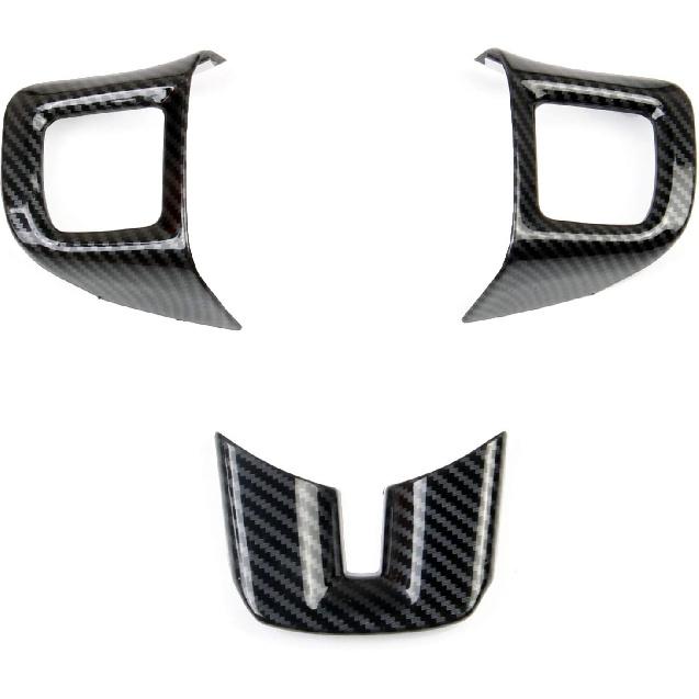 Steering Wheel Carbon Fiber Moulding Chrome Cover Trims Kit for 2010 2011 2012 2013 2014 Dodge Challenger Charger Dart Durango and Journey