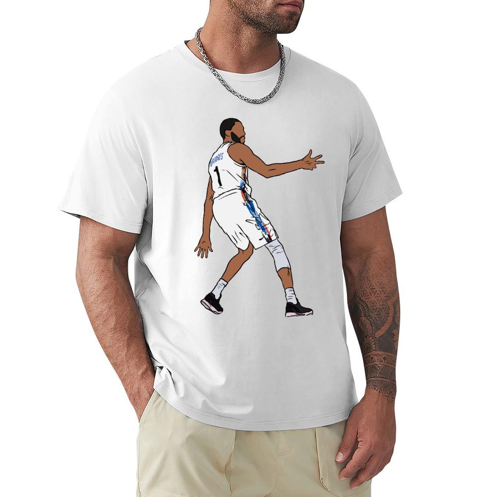 Mikal Bridges 3 Point Celebration (Brooklyn) Tshirt Stylish Print Short Sleeve Tee S
