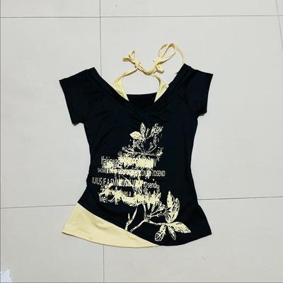 Yazlık Sahte İki Parça Halter Bandaj Vintage Tişörtler Y2k Estetik Slim Crop Toplar Kadın Grunge Baskılı Harajuku Günlük Seksi Tişörtler