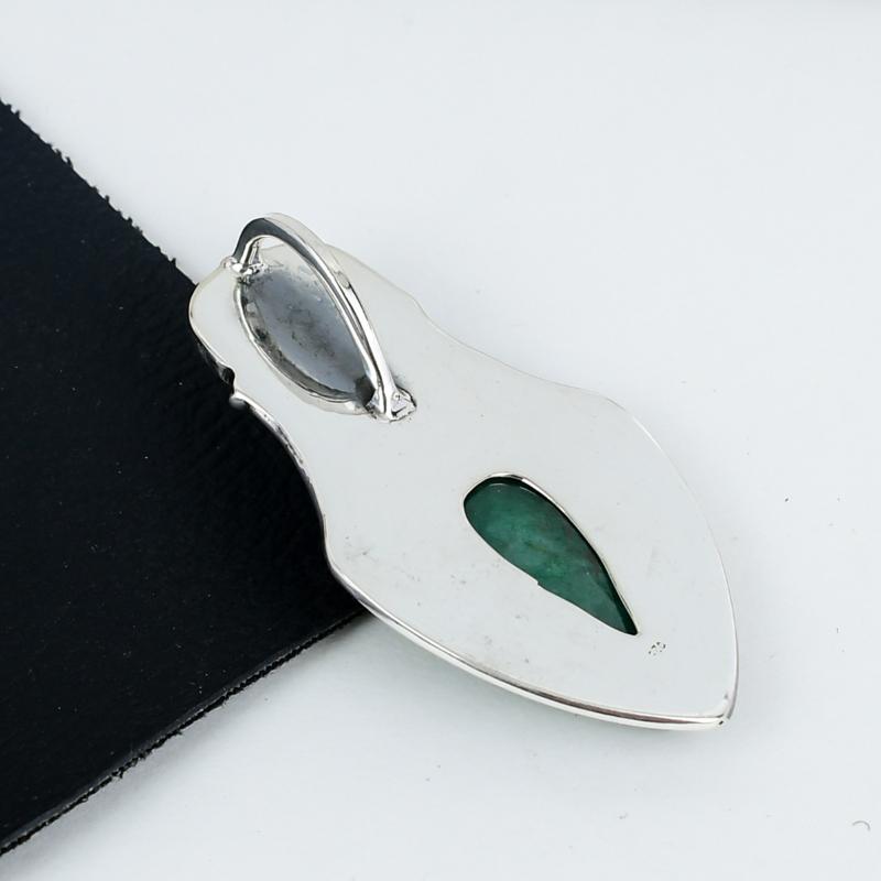 Zierlicher Smaragd Edelstein Anhänger 925 Sterlingsilber - Handgefertigtes Design, Alltagsschmuck, Einzigartiger Smaragdanhänger Muttertagsgeschenk