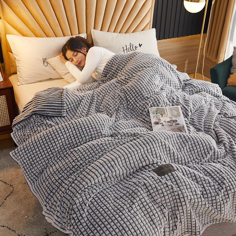 Jednobarevný flanel Klimatizace Deka Prostěradlo Coral Velvet Throw Deka Pohovka Deky Přikrývky