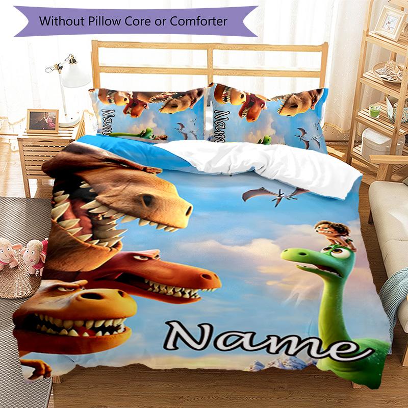 3pcs The Good Dinosaur1 Cover Set - Personalized Name, HD Printed Bedding with 1 Cover and 2 Pillowcases - Perfect for Home Decor, Easy Care