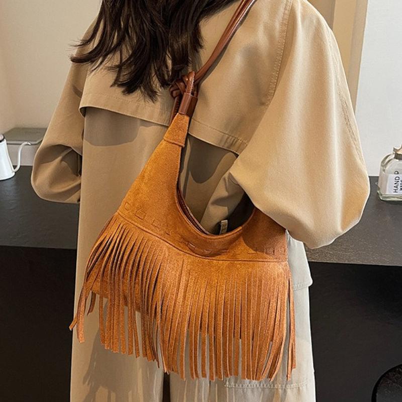 Tassel Crossbody Shoulder Bags Women Fashion Suede Small Handabg and Purse Female Luxury Design Armpit Hobos Bag