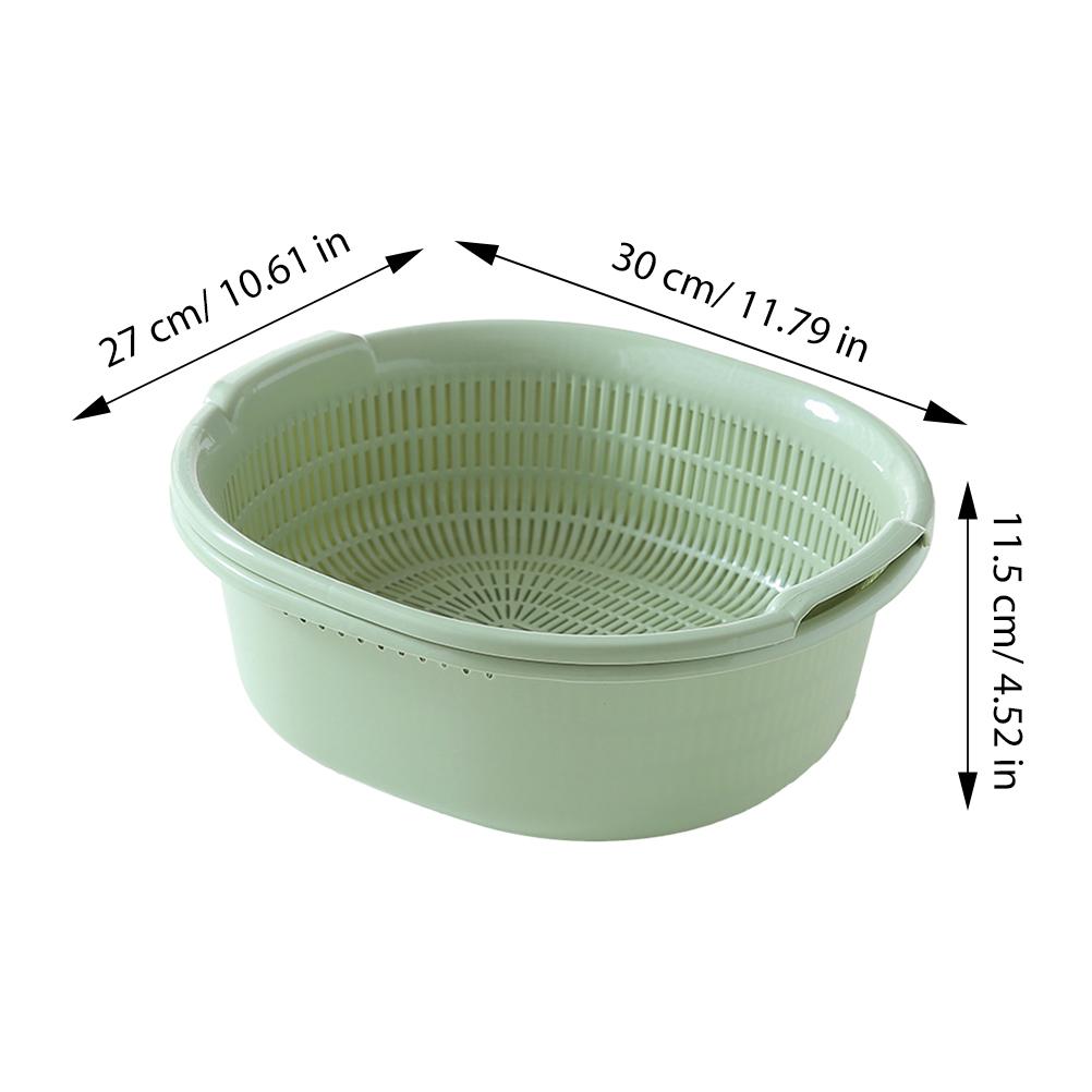 Multi-Purpose Pink Kitchen Washing Basket Set Food-Grade Plastic Stackable Colanders Fruit Vegetable Strainer Drain