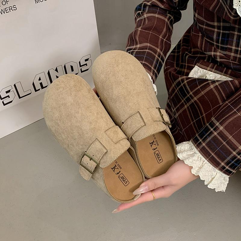 Retro French Bag Head Half Slippers Women's New Summer Fashion Outer Wear Lazy Versatile Flat Thick Bottom Increase