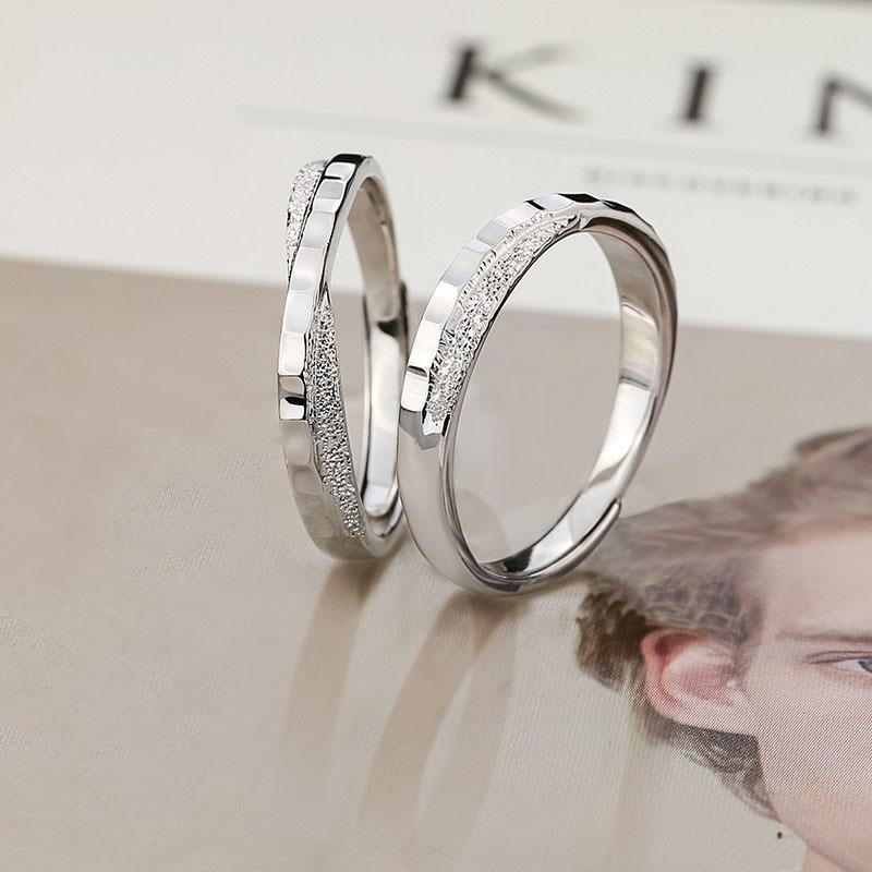 2pcs Couple 925 Sterling Silver Rings Sparkly Zircon for Women and Men Superior Luxury Wedding Jewelry Anniversary Gift