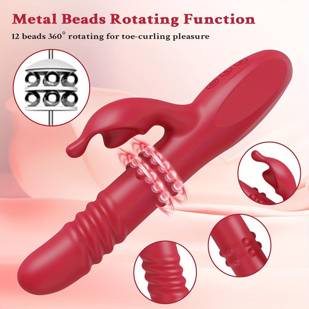 Powerful Rabbit Vibrator For Women G Spot Telescopic Rotating Clitoris Vagina Stimulator Female Masturbator For Adult Sexy Toys