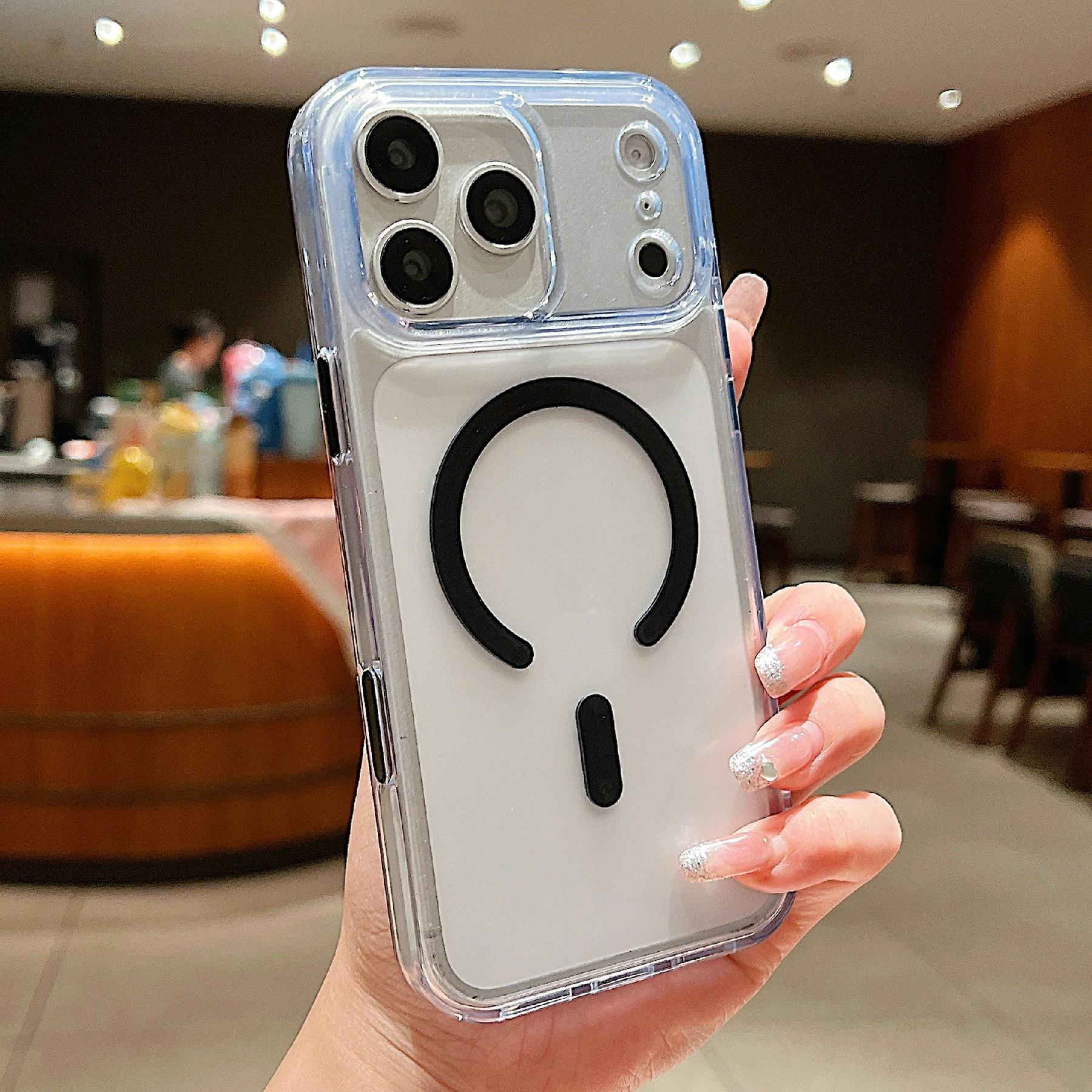 For iPhone 17 Pro Max Magnetic Case PC + TPU Matte Anti-Drop Phone Cover Compatible with MagSafe