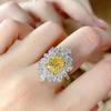 Radiant Goose Yellow Zircon Diamond Women's Ring with Colored Stones
