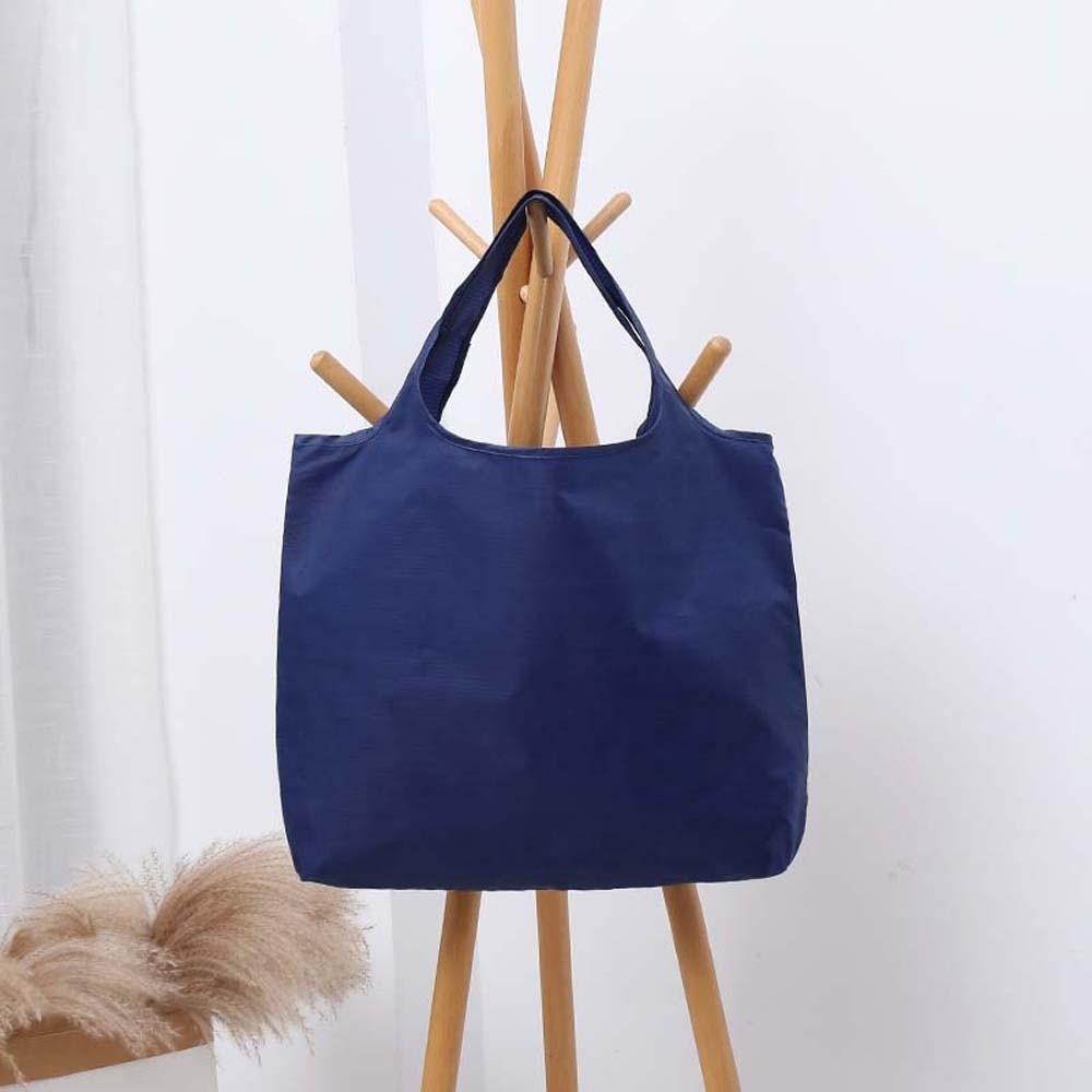 

Large Capacity Eco-friendly Tote Bag Oxford Cloth Solid Color Shoulder Bag Travel темно-синий