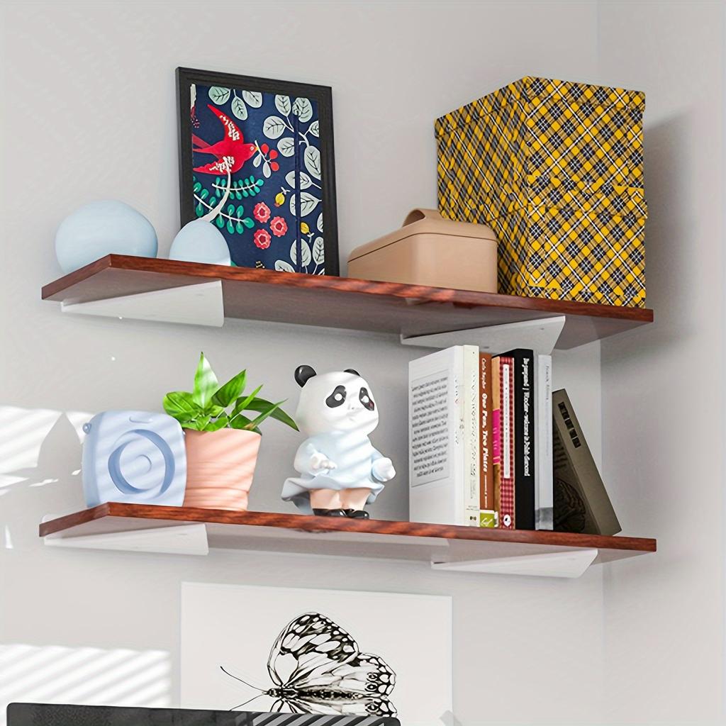 2 Small Triangle Floating Shelf Brackets for Hidden Shelves - Complete with Screws for Hassle-free Setup