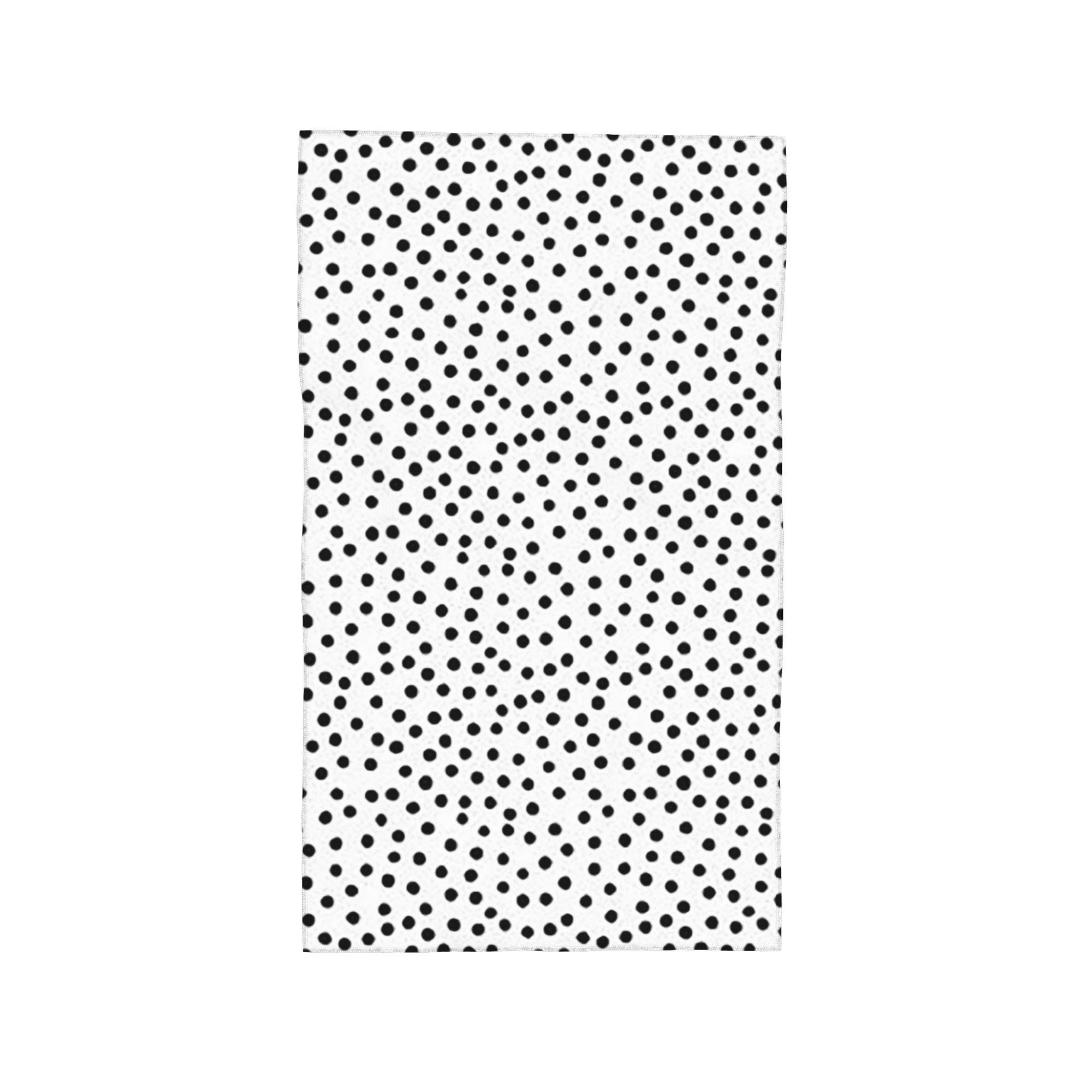 

Black and White Polka Do Soft Face Towel Quick Dry Pool Bath Cotton Towels Breathable W40*H60(CM)
