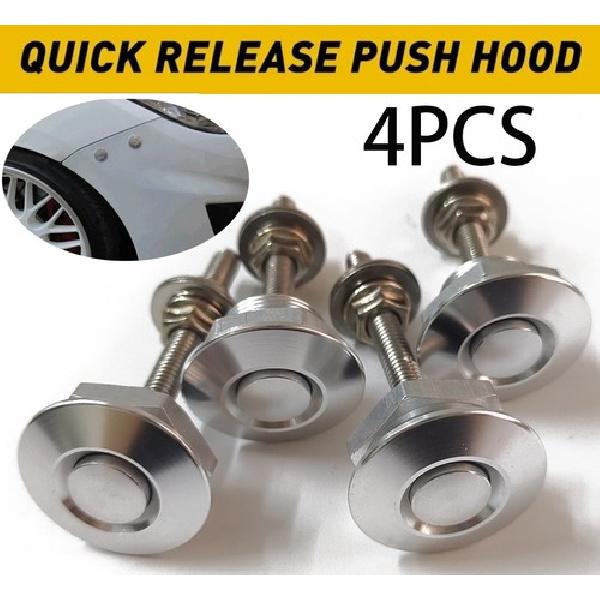 Push Button Quick Release Hood Bonnet P Lock Clip Car Bumper Latch Kit (4Pcs)