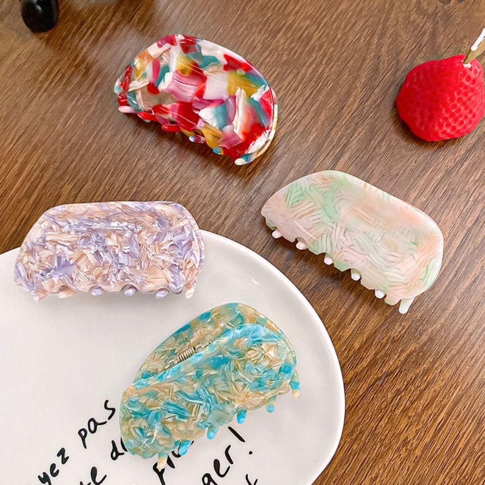 Leopard Printing Fresh Acetate Hair Claw Geometry Tortoiseshell Hair Claw Streetwear