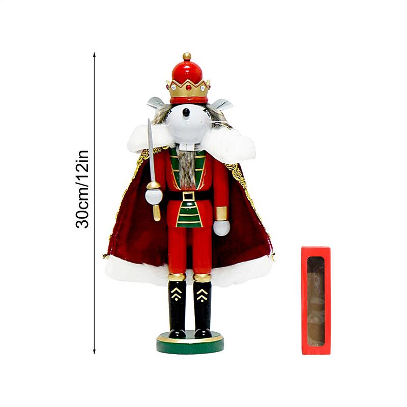 Wooden Nutcracker Decorations Holiday Mice King Statue 12 Inch Creative Mice King Nutcracker Festive Christmas Shelves Decor
