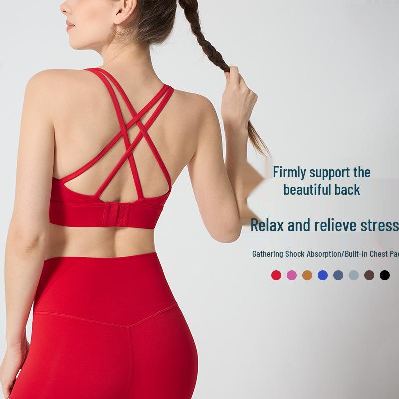 Women's Seamless Cross Back Sports Bra - Shockproof Yoga & Fitness