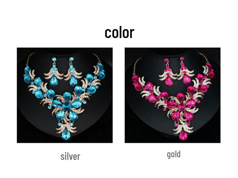 Collier Pendentif Exagéré en Agate Rubis pour Tenue de Mariée