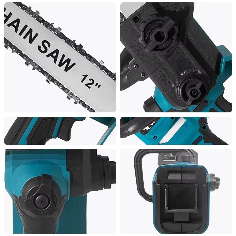 12-inch Cordless Blue Electric Chainsaw 600W Handheld Brushless Woodworking Chainsaw Power Tool For Makita 18V Battery