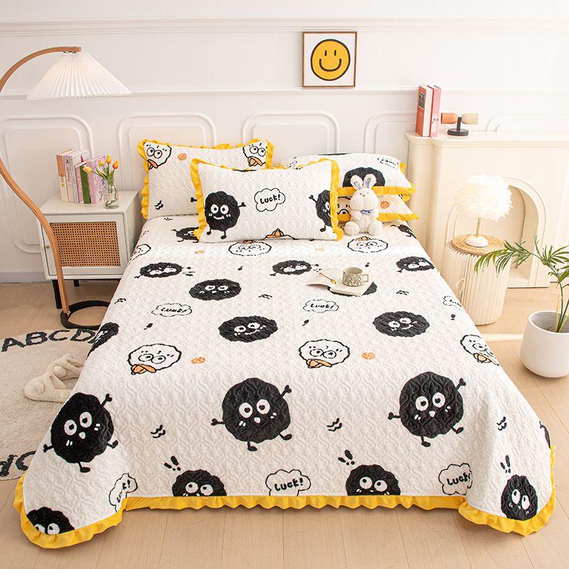 Milk Velvet Crystal Velvet Bed Cover Mattress Cover Blanket Kang Cover Warm Plus Velvet Blanket Quilted Bed Sheet Thickened Three-piece Set