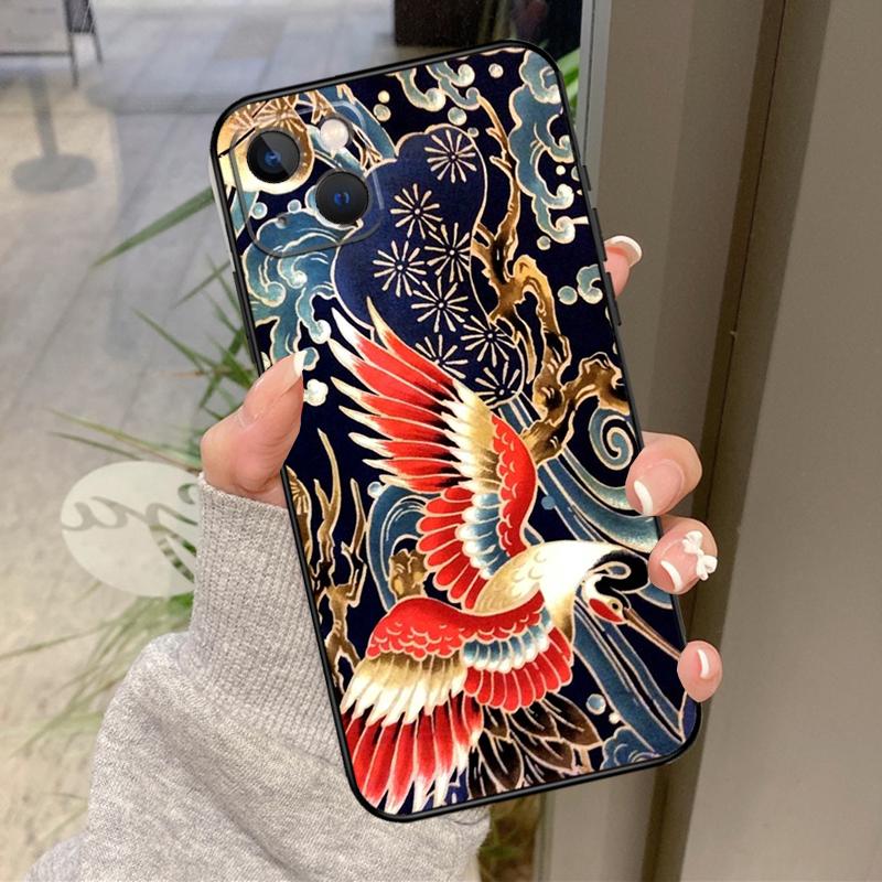 Art Crane Waves Case For iPhone 17 Pro Max 15 14 13 12 11 16 Pro Max Plus 12 13 Mini 16e 17 Air Back Cover