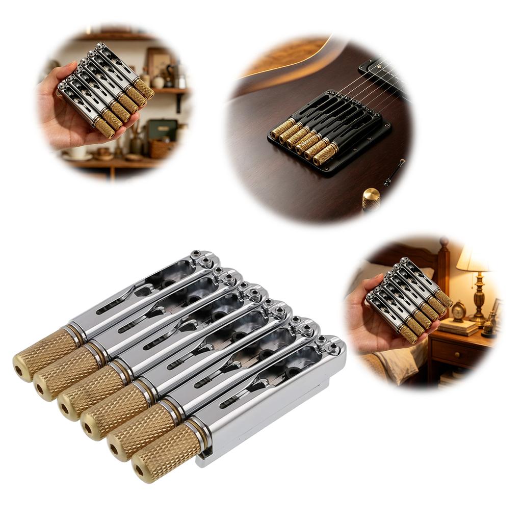 10.5mm 6 String Headless Electric Guitar Bridge Zinc Alloy Locking String Guitar Bridge for DIY Building Replacement and Upgrade
