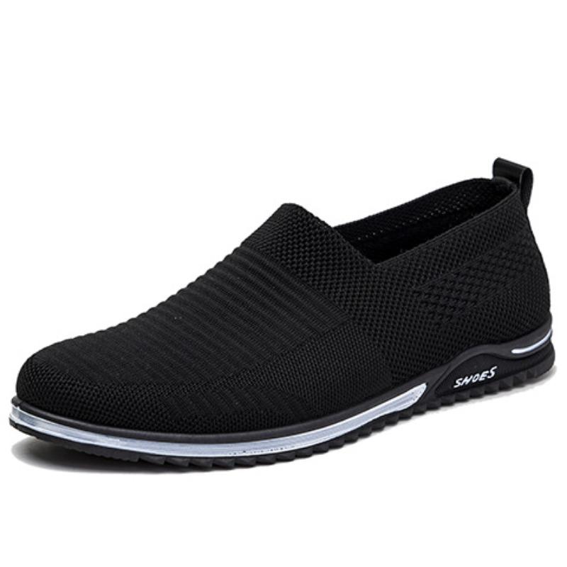 

Fashion Men Shoes Lightweight Sneakers Men Fashion Casual Walking Shoes 2024 New Slip on Breathable Mens Loafers Shoes Men Sneakers 43 чорний