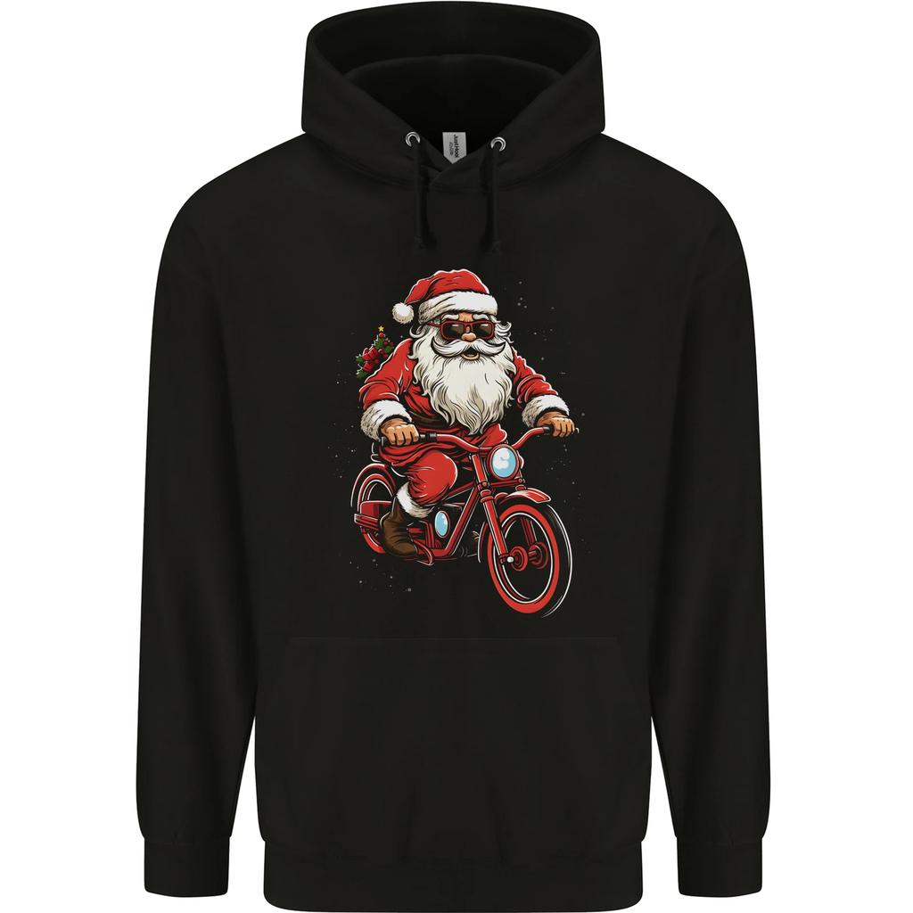 Christmas Cycling Santa Claus Bicycle Childrens Kids Hoodie
