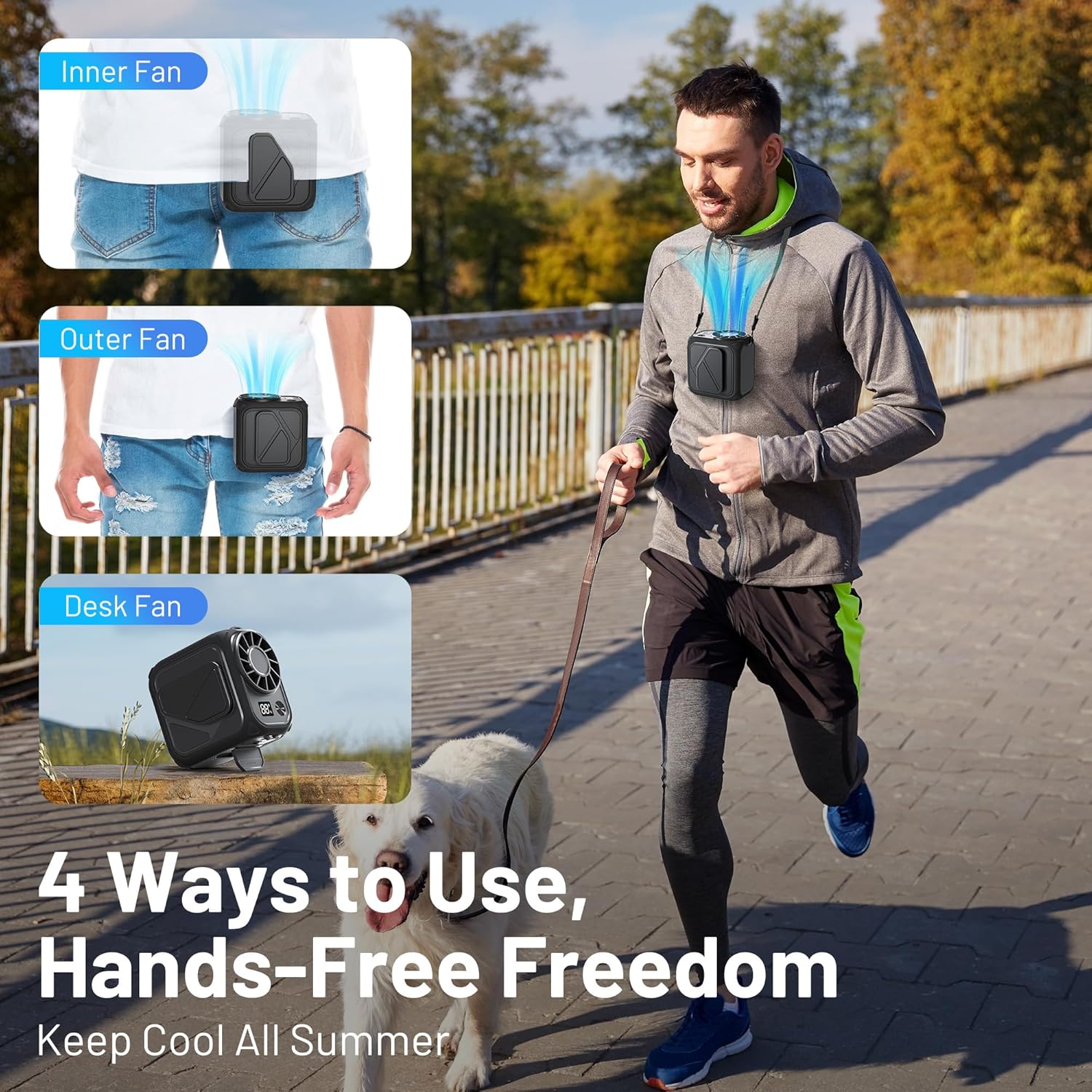 

Портативный поясной вентилятор, 10000 мАч, перезаряжаемый персональный вентилятор с временем работы 25 часов, вентиляторы под одежду с 5 скоростями и светодиодной подсветкой, носимые поясные вентиляторы для улицы, оливковое зеленый