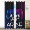 Lightning Blue Red Gamepad Patterned Curtain For Bedroom Space Living Room Space Playroom Window Drapes Wall Decors With Free Accessories