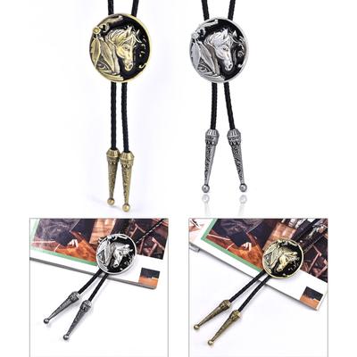 Adjustable Bolo Tie Popular Western Cowboy Teens Men Women Dance Necktie Vintage Shirts Relief Horse Buckle Pendant