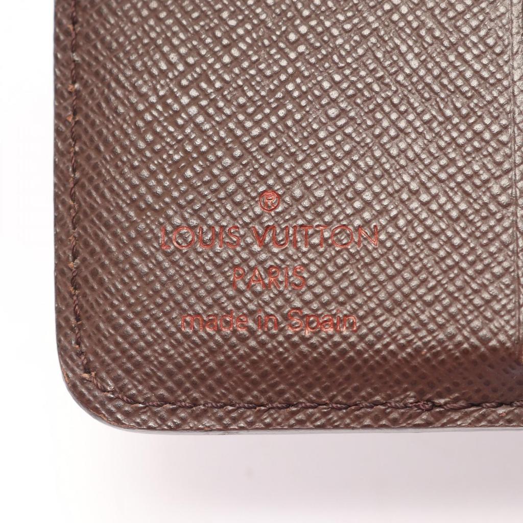 Used LOUIS VUITTON Compact Zip Bi-fold Wallet N61668 Damier Leather PVC Brown Ebene Used Women