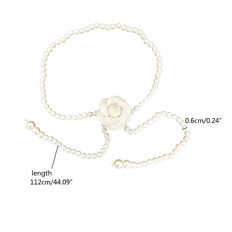 Flower Waist Chain Camellia-Pearl Body Chains Waist Belt Chain Summer Beach Waist Body Chain Jewelry for Women Girl