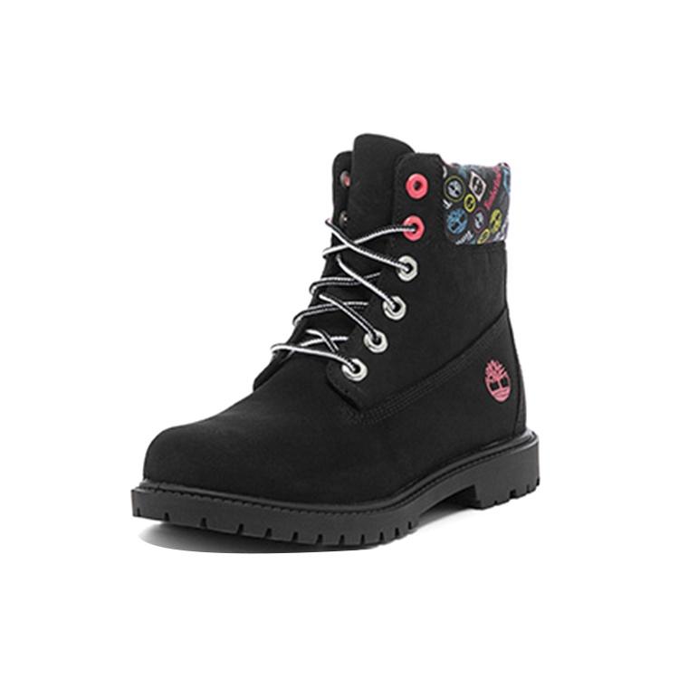 (WMNS) Timberland Heritage 6 Inch Waterproof Boots 'Black Nubuck with Colorful Logos' Women's A5M24001