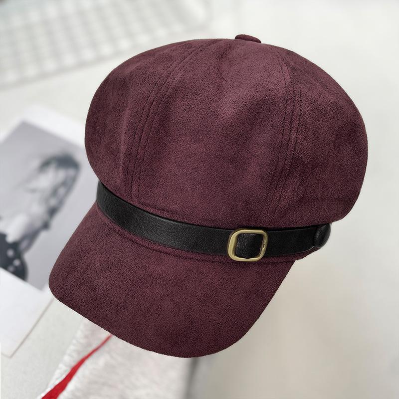 Retro Versatile Woolen Beret Showing Face Ducktongue Octagonal Hat Children'S Warm Windproof Newsboy Hat