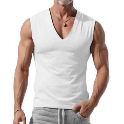 Sommer Einfarbig Herren Locker Weste V-Ausschnitt Lässig Sport Tanktops