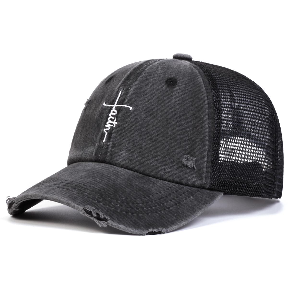 

Унисекс вышитые буквы крест-накрест бейсболки с сеткой хип-хоп кепки весна-лето открытый регулируемые повседневные шляпы солнцезащитная шляпа темно серый