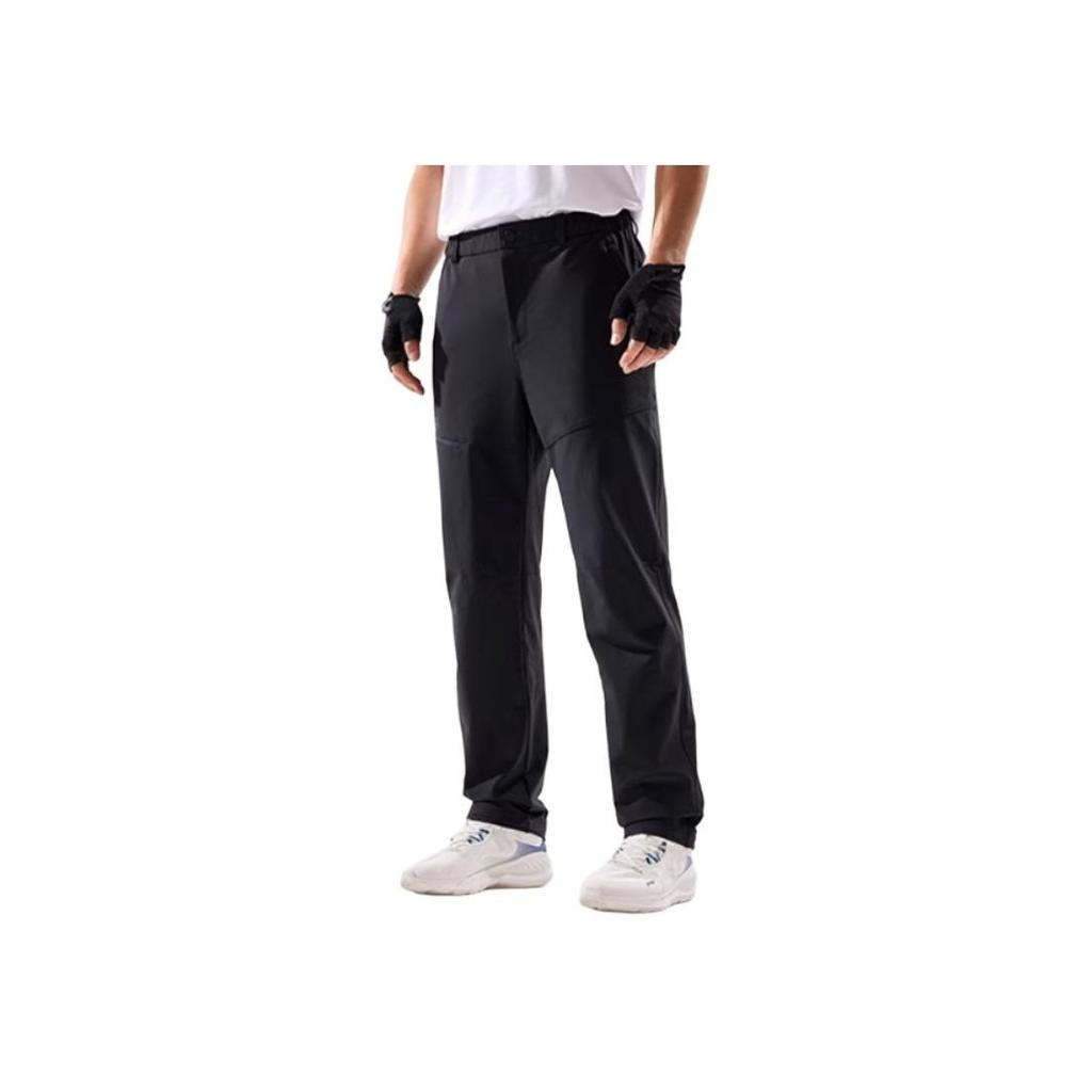 Li Ning Casual Comfortable Simple Solid Color Fleece Knitted Sports Pants Men Bottoms Black AYKV097-1