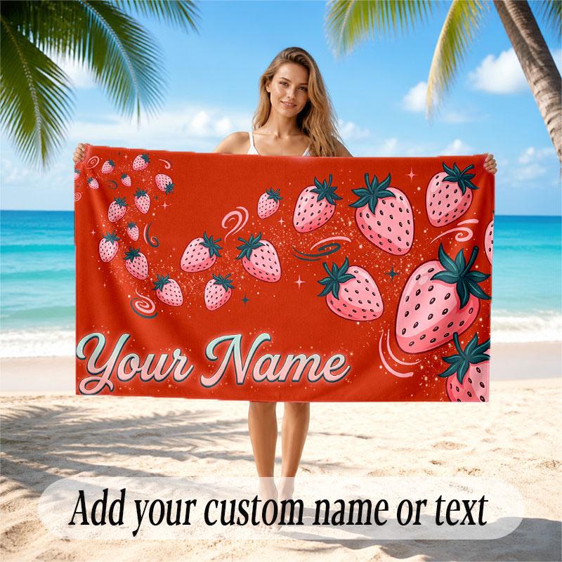 Decorative Artwork Theme Soft Beach Towel Personalized Custom Name Text Towel Portable for Beach Pool Travel