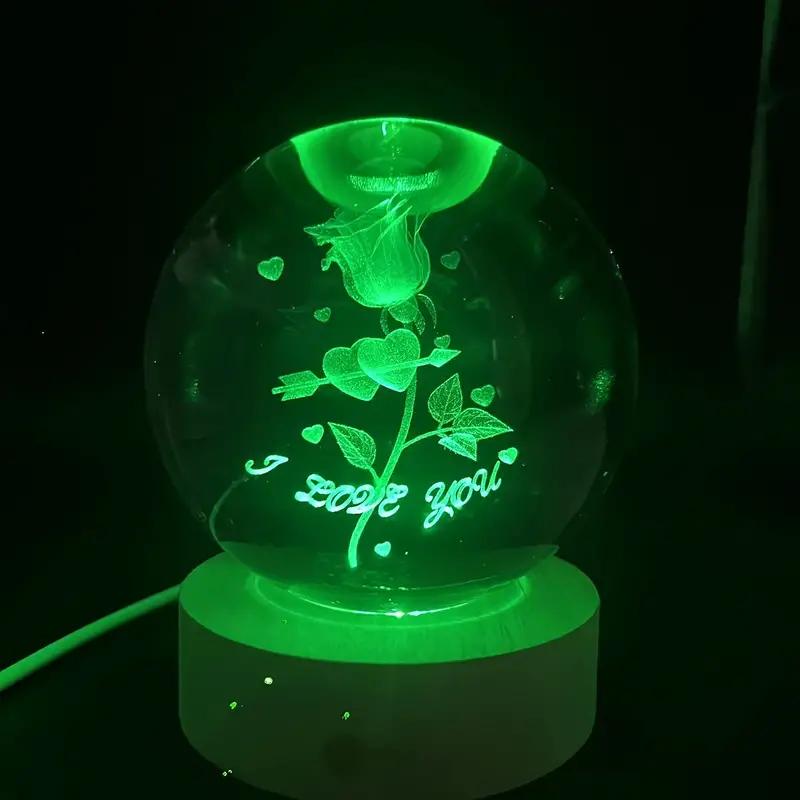 1pc 3D Rose Crystal Ball nightlight, the perfect gift for her on Valentine's Day, Christmas, birthdays and anniversaries