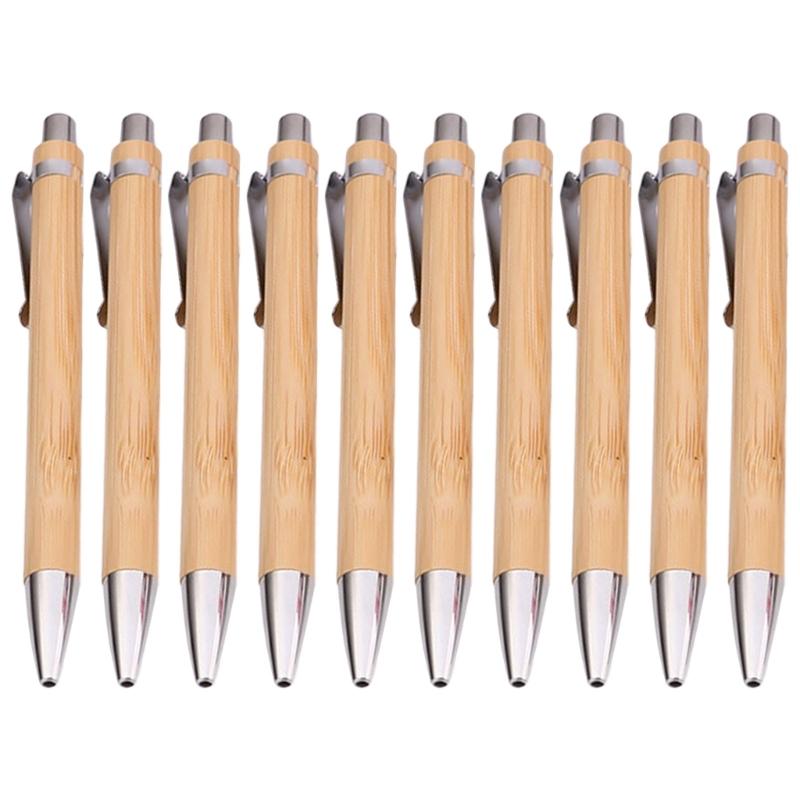 

10x/Set 0.5mm Bamboo Pen Retractable Ballpoint Pen Journaling Pen Smooth Writing Pen Stationery Supplies for Writing 1